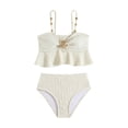 thumbnail image 3 of Fesfesfes Girls Two Piece Swimsuit with Ruffles Comfortable Quick Dry Swimwear for Kids Beach Pool Play UV Protection Active Wear Youth Modest Swim Outfit(White,6 Years), 3 of 7