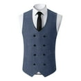 thumbnail image 2 of BVOFAR Men's Herringbone Tweed Suit Vest Casual Wool Blend Waistcoat Slim Fit Doublee Breasted Vests Banquet Formal Waistcoats Blue XS, 2 of 7