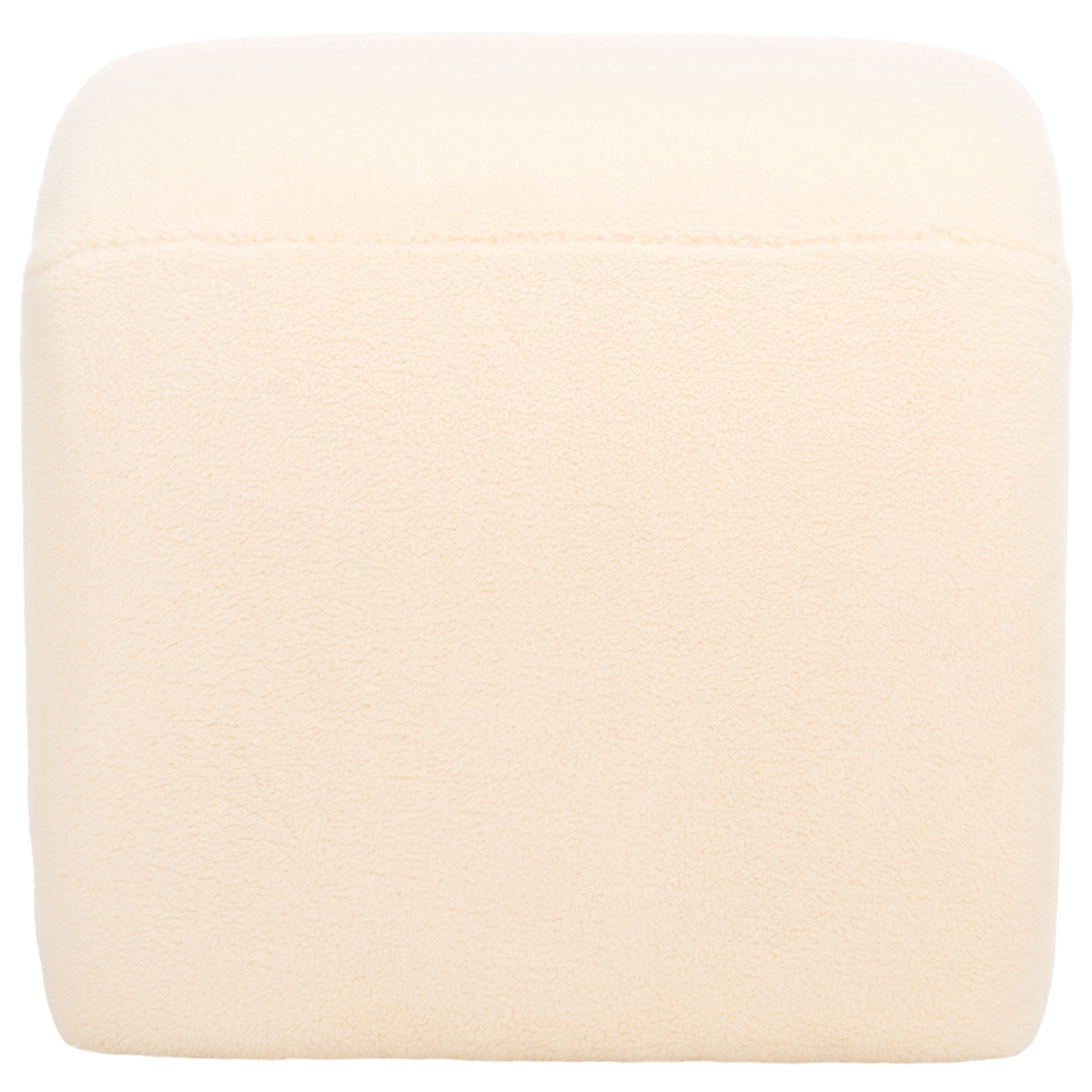 SAFAVIEH Kibo Modern Faux Shearling Ottoman, Cream