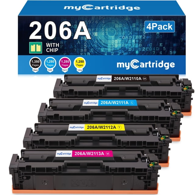Paquete de 4 cartuchos de tóner MyCartridge 206A para HP Laserjet