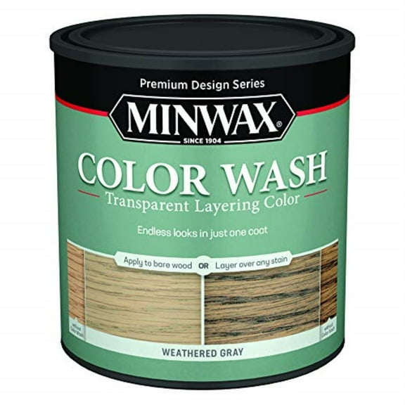 1 qt Minwax 400140000 Weathered Gray Color Wash Transparent Layering Color Stain, Semi-Transparent