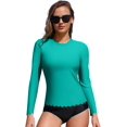 thumbnail image 1 of Charmo Womens Long Sleeve Rash Guard Swimsuit Top with Built in Bra Swim Shirt UPF50+ Quick Dry Bathing Suit, 1 of 7