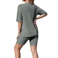 thumbnail image 2 of Weardear Maternity Sets 2 Piece Outfits Ribbed Knit Short Sleeve Split Side Shirts and Biker Shorts Summer Casual Pregnancy Loungewear, 2 of 6