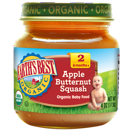 Earths Best Organic Baby Food Stage 2, Apple Butternut Squash, 4 Ounce (Pack