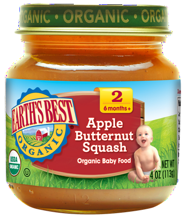 Earths Best Organic Baby Food Stage 2, Apple Butternut Squash, 4 Ounce (Pack 12)