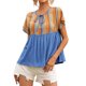 thumbnail image 1 of Minnieouse Blusas de manga corta con cuello en V y estampado bohemio informal para mujer Prendas para la parte del cuerpo azul L Minnieouse AP001227-11, 1 of 1