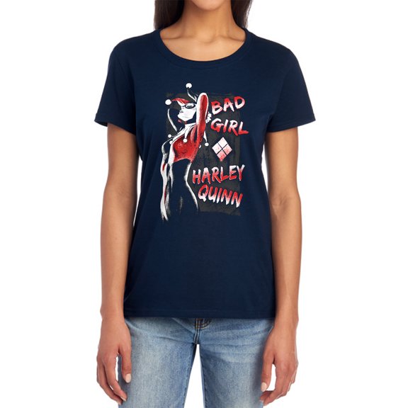 Batman Bad Girl Women's T Shirt, Navy, Small