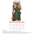 thumbnail image 1 of Short Women Summer Romper V Neck Waist Belted Button Front Sleeveless Pure Color Jumpsuits, 1 of 6