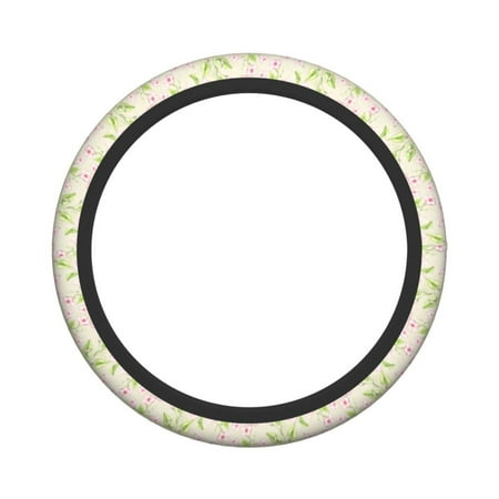 XMXY Car Steering Wheel Cover, Pink Romantic Flowers Non-Slip Jeep Truck Universal Elastic Steering Wheel Protector 15 inch
