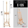 thumbnail image 2 of U.S. Art Supply Wooden H-Frame Studio Easel with Artist Tray, Wheels - Adjustable Mast Beechwood Stand, Holds 48" Canvas, 2 of 5