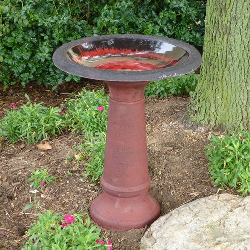 Tierra Garden 25 in. Sand Fiber Clay Birdbath by