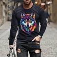 thumbnail image 2 of Jinhomg Mens Big and Tall T Shirts Novelty Funny Mardi Gras Mask Graphic Tees Lightweight Comfy Long Sleeve Crew Neck Tops Holiday Party Streetwear Navy M, 2 of 6