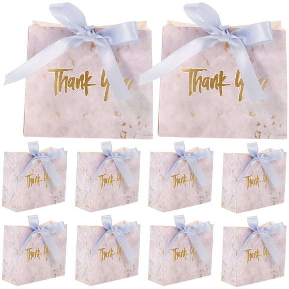 10Pcs Multi Paper Gift Bags with Blue Ribbon for Storage Perfect for Parties and Holidays