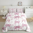 thumbnail image 2 of Manfei Retro Ribbon Bowtie Bedding Comforter Set,Kawaii Bow Knot Twin Comforter Sets,White Pink Bedding Set For Kids,Super Cozy Room Decor Reversible,2pcs, 2 of 8