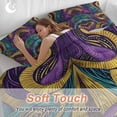 thumbnail image 4 of 3 Piece Yellow Purple Green Duvet Cover Set Full Size, Microfiber Comforter/Quilt Cover with Corner Ties and 2 Pillowcases, Modern Abstract Art Geometric All Season Soft Bedding with Zipper Closure, 4 of 8