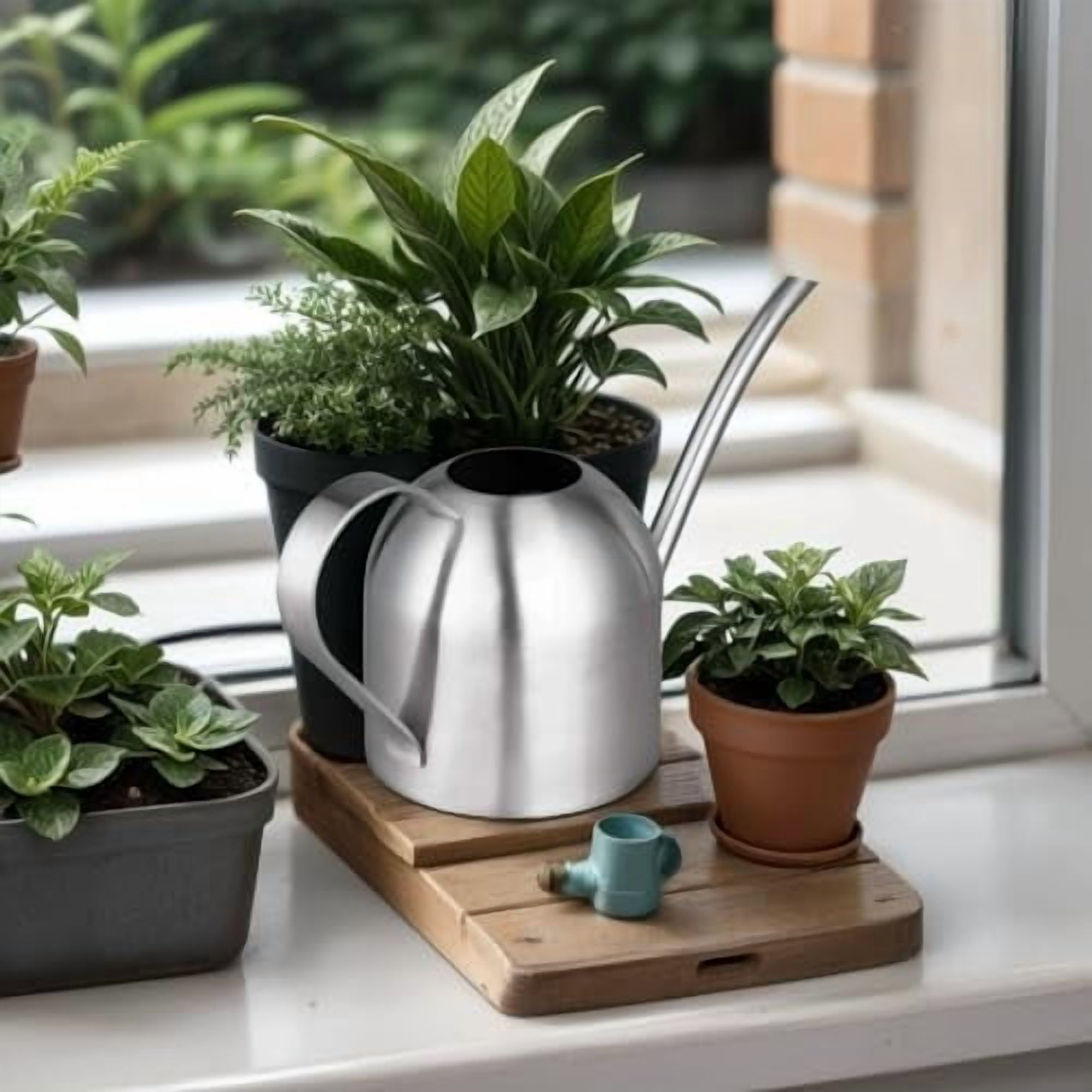 Indoor Watering Can for House Plants Stainless Steel Watering Can Metal with Long Spout (33oz/1L)