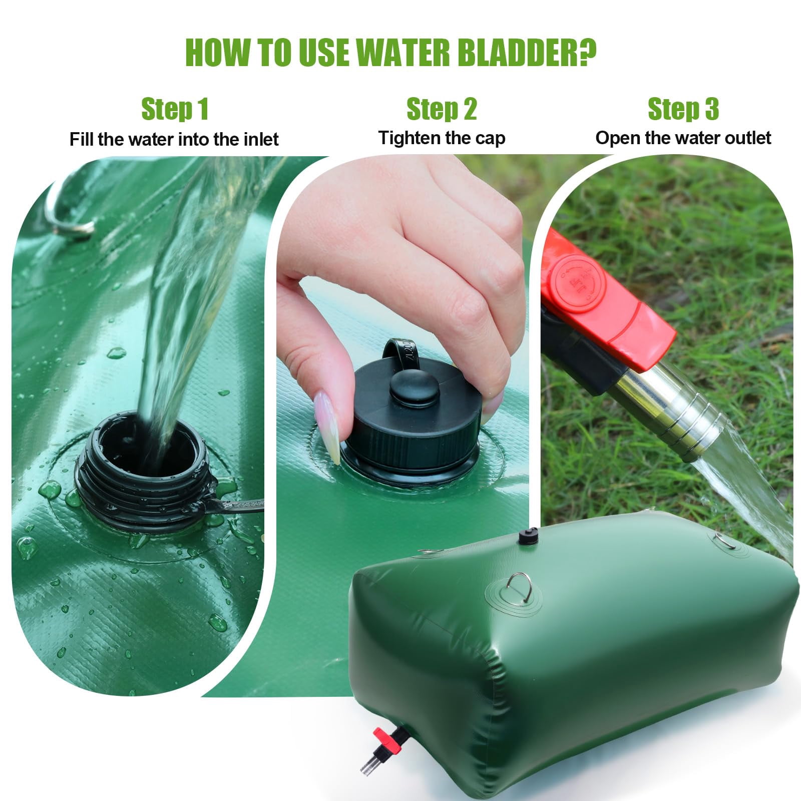 113L/30 Gallon Water Storage Bladder, Foldable Water Bladder Tank, Portable Water Storage Container for Camping, Truck, RV, Emergency, Outdoor, Garden