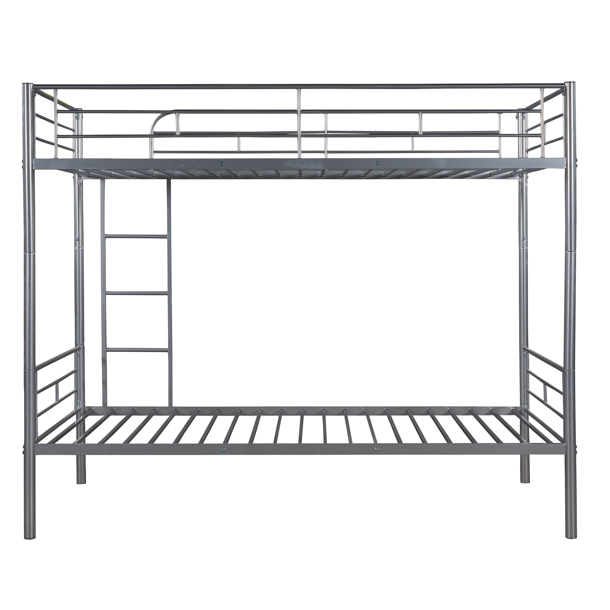 Gewnee Convertible Metal  Bunk Bed,Twin over Twin Bunk Bed with Ladder and Full-Length Guardrail for Kids and Teens,Silver