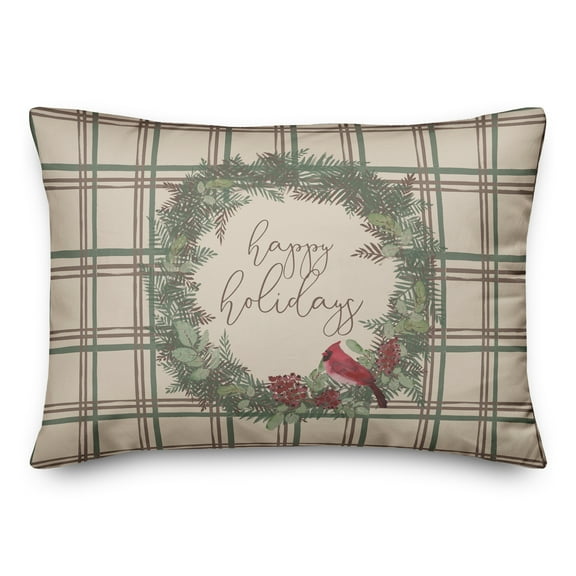 Creative Products Happy Holidays Plaid 20 x 14 Spun Poly Pillow
