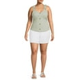 thumbnail image 2 of No Boundaries Juniors' Plus Size Button Front Tank Top, 2 of 5
