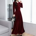 thumbnail image 2 of Vestido largo de terciopelo de manga larga para mujer - Vestido largo ajustado de corte A para fiestas de invierno, tallas M-XXXXL, 2 of 8