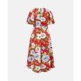 thumbnail image 6 of Red Oversize Floral Ruche Midi Dress, 6 of 7