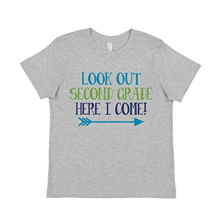

7 ate 9 Apparel Kids Look Out 2nd Grade School Shirt Grey