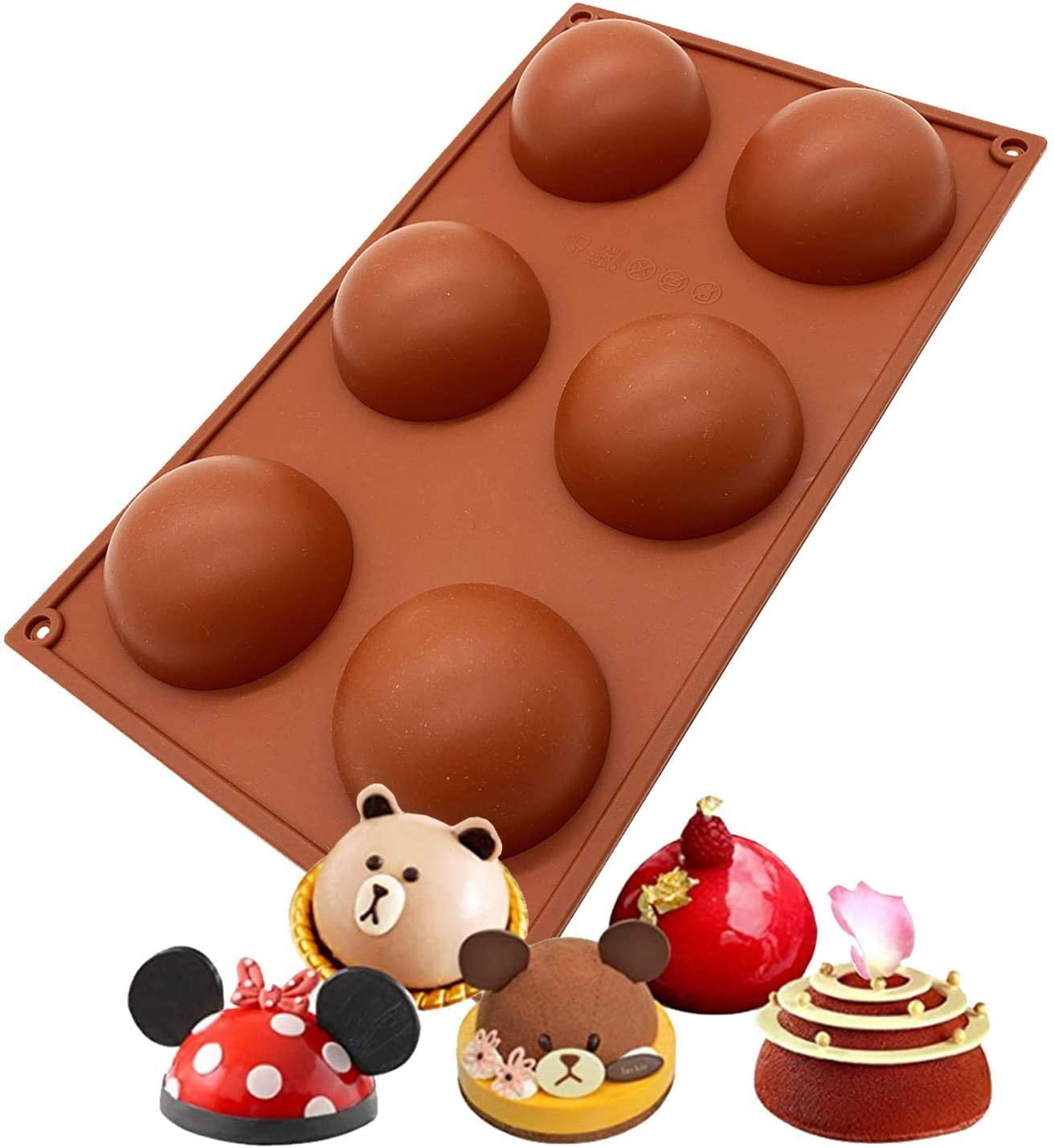 6-Holes Half Ball Sphere Chocolate Cake Muffin Pastry Mold Tray Silicone New