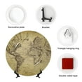 thumbnail image 4 of Kdxio Vintage World Map Bone China Decorative Plate Ceramic Decorative Plate for Home Office Wall Stand Decorative Plates for Home Bedroom-10in, 4 of 6