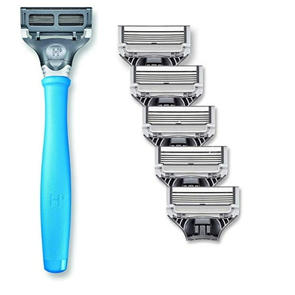 Harrys Mens Razor Set with 6 Total Razor Blades (Sky Blue)