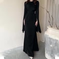 thumbnail image 4 of Pisexur Robes de Cocktail pour Femmes à Manches Longues à Col Rond Robe de Soirée Robe de Fête Mode Robe Moulante Maxi Robe Élégante pour Invitée de Mariage Tunique Plissée Robes de Retour à la Maison, 4 of 7