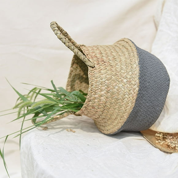 Dusknt Woven Seagrass Belly Basket New Year Special! Seagrass Wicker Basket Wicker Basket Flower Pot Folding Basket Dirty Basket Bk, Clearance Sale!