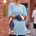 thumbnail image 2 of Cmfcve Color Block Sweaters for Women Casual Long Sleeve V Neck Pullover Sweaters Trendy Fall Winter Knit Tops, 2 of 8