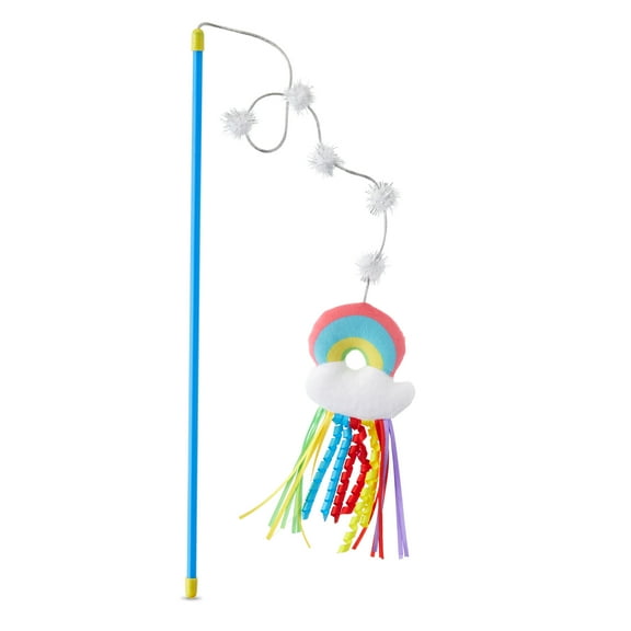 Vibrant Life Cat Toy - Rainbow Wand Teaser with Catnip
