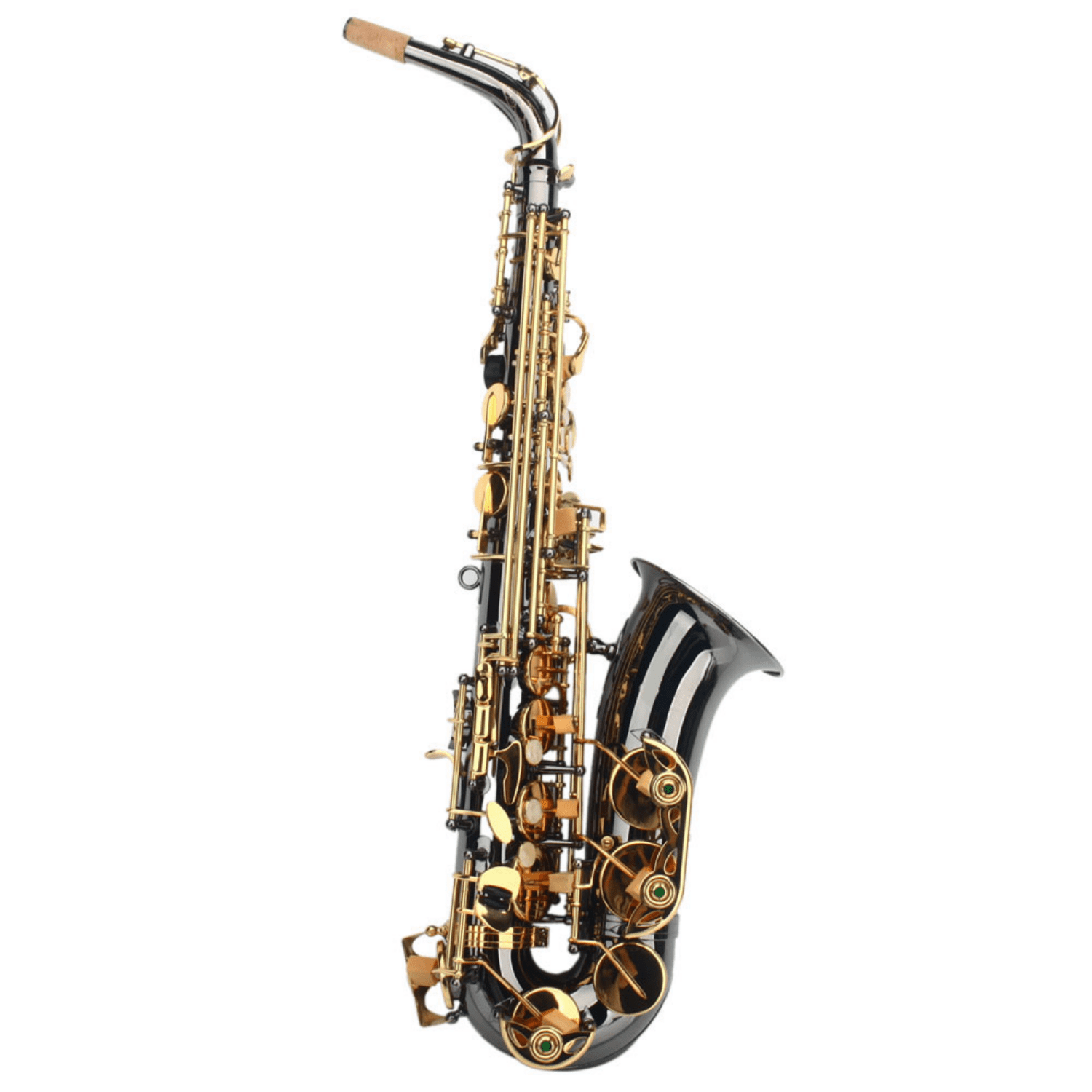 Hassch Brass Eb Saxophone with Box and Strap, Sax with Lubricants, Gloves, Cleaning Cloth and Cleaning Brush for Beginners, Black