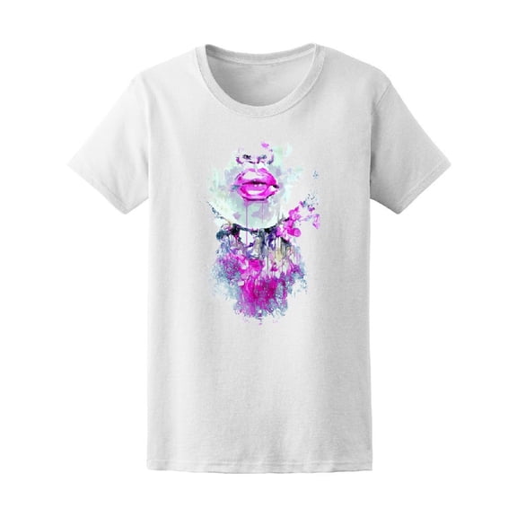 Abstract Painted Female Lips Tee Women's -Image by Shutterstock