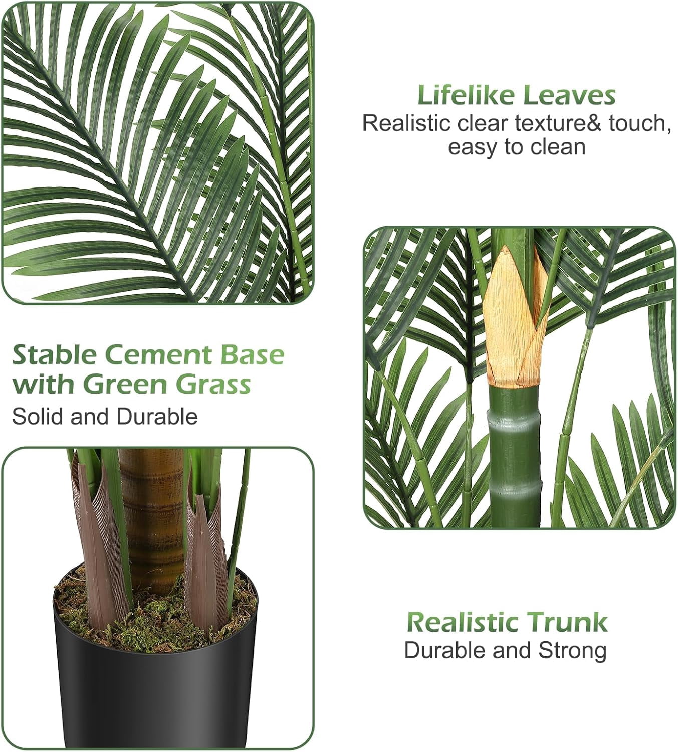 6ft Golden Cane Palm Artificial Tree, Large Tropical Palm Tree, PE Material & UV Resistant Fake Plant in Pot for Indoor Outdoor Home Decor Office House Living Room