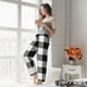 thumbnail image 5 of Balery White And Black Plaid Pantalones de pijama para mujer, pijamas ultraligeros, pantalones de estar por casa-Medium, 5 of 6