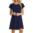 thumbnail image 2 of Sevevn Women's Mini Dresses Summer Casual Ruffle Short Sleeve Cute Round Neck Flowy Dress With Pockets, 2 of 6