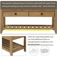 thumbnail image 5 of Shoe Bench Entryway Bench Shoe Rack Wooden with Cushioned Seat and Two Handle Drawers Multipurpose for Entryway Home Living Room, Old Pine, 5 of 6