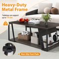 thumbnail image 6 of 2 Tier Rectangle Coffee Table with Storage Shelf and Compartment, Industrial Accent Table for Living Room,Brown, 6 of 8