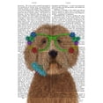 thumbnail image 2 of Fab Funky 12x14 White Modern Wood Framed Museum Art Print Titled - Labradoodle Golden and Flower Glasses, 2 of 4