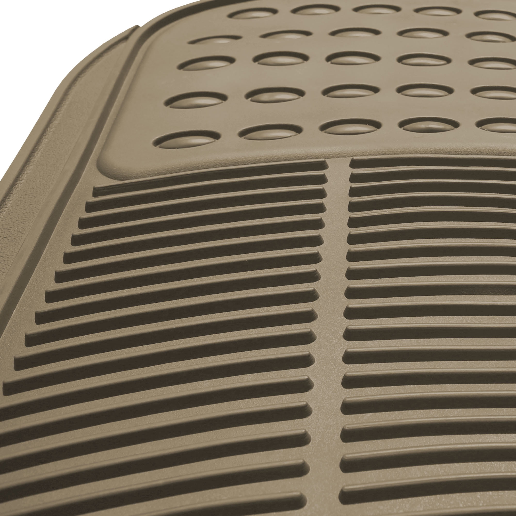 FH Group Universal Fit 3 Row Rubber Car Floor Mats For Auto SUV Van Heavy Duty - Beige