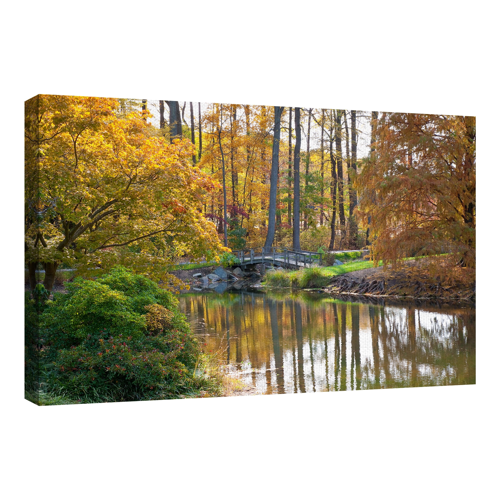 Masterpiece Art Gallery Bridge To Fall Autumn Forest By Robin Constable Hanson Canvas Art Print 24" x 36"