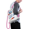 thumbnail image 2 of Easter Drawstring Backpack for Egg Hunt, 13.5" X 16.5" Waterproof Treat Bag, [Easter Theme] Print, 2 of 5