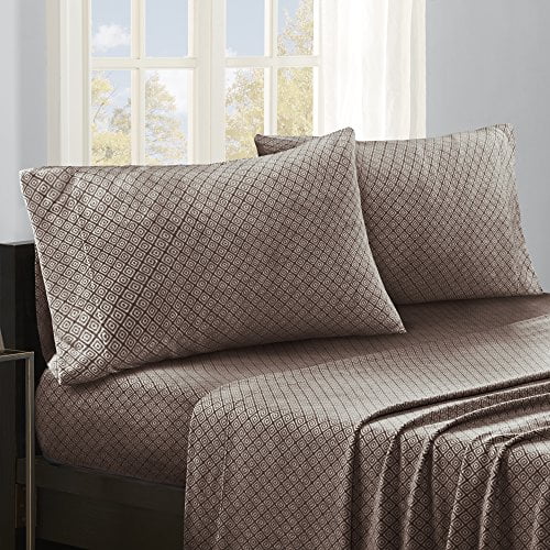 True North by Sleep Philosophy Micro Fleece Queen Bed Sheets Set Casual Ultra Soft Bed Sheets Queen 4 Piece Include Flat Sheet Fitted Sheet 2 Pillowcases Brown Diamond Walmart