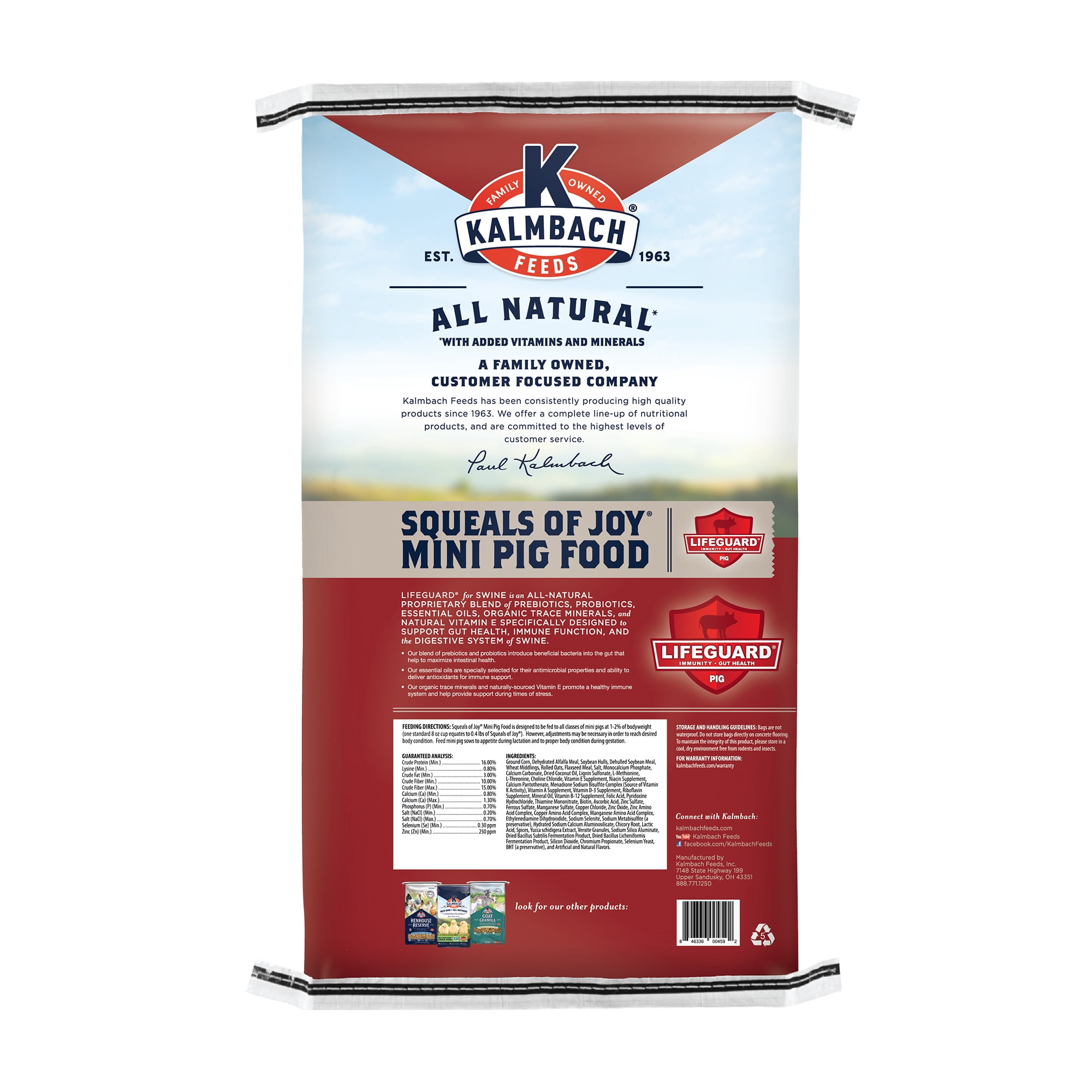 (4 pack) Kalmbach Feeds Squeals of Joy 16% Mini Pellet Food for Mini Pigs, 25 lb