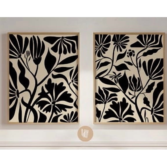 Botanical Canvas Print Set, Abstract Floral Art, Sage Green Gallery, Poster Only