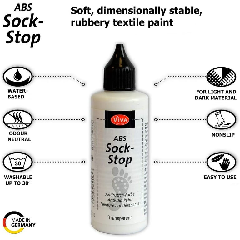 Sock Stop Non Slip 3D Fabric Textile Liquid Paint Sole Grip Protection Anti  Slip Blue 100ml : : Home