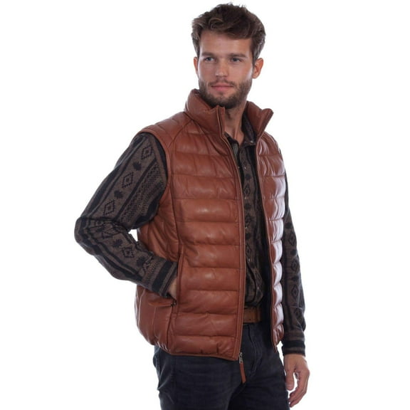 Scully Mens Cognac Lamb Ribbed Vest 4X